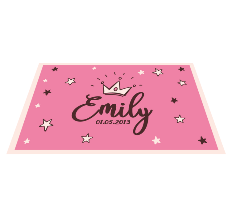 Name with crown and stars kids vinyl rug - TenStickers