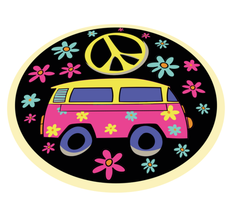 Flower Power Van kids vinyl rug - TenStickers
