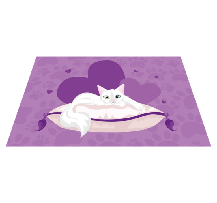 Sweet Cat Cushion animal vinyl rug - TenStickers