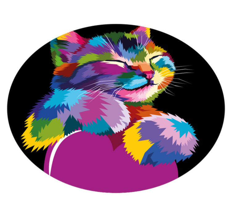 Vibrant Feline Illustration animal vinyl rug - TenStickers