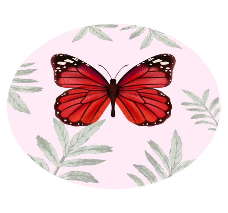 Elegant red butterfly design circular rug - TenStickers