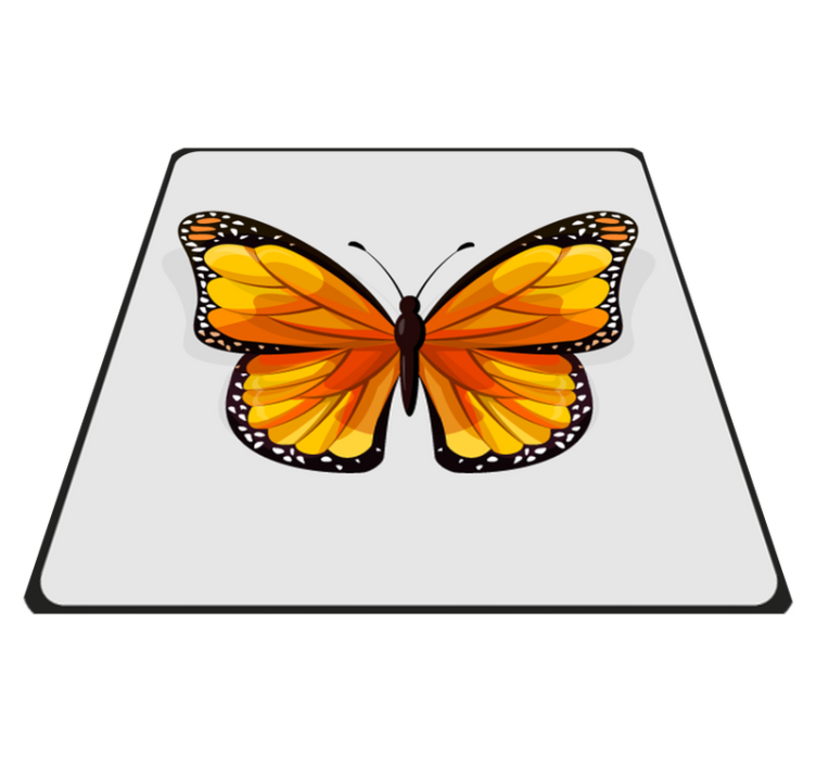 Yellow and orange butterfly square vinyl rug - TenStickers