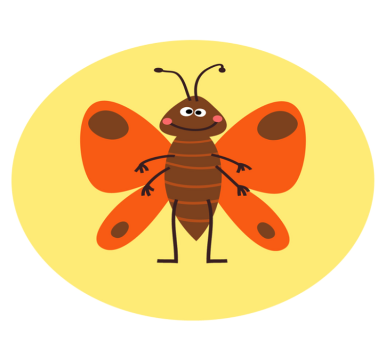 Cheerful Butterfly Character kids vinyl rug - TenStickers