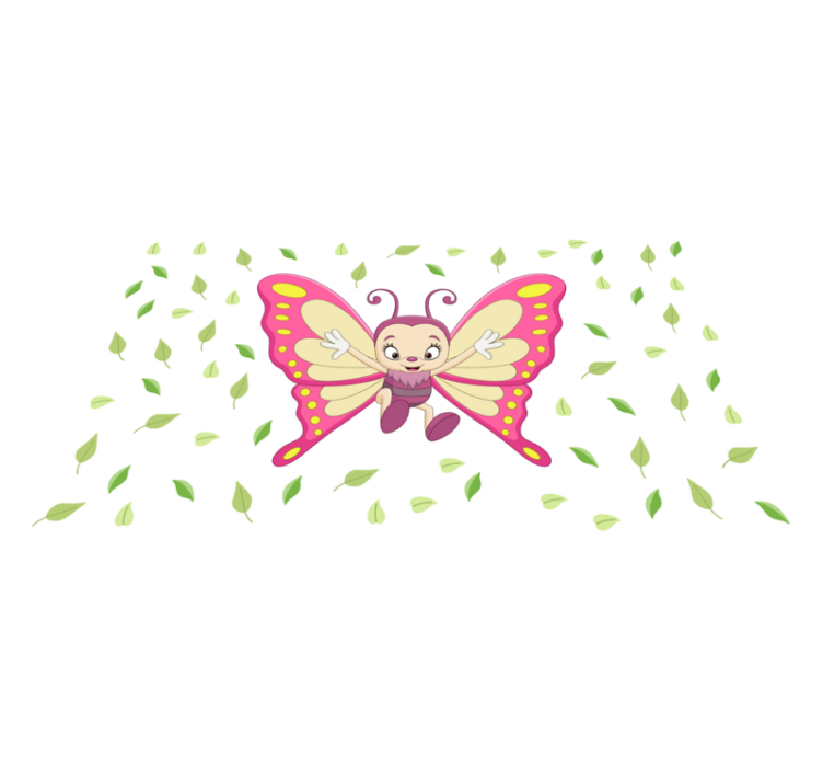 Happy baby butterfly illustration animal rug - TenStickers