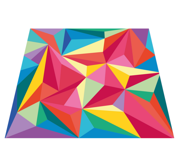 Multicolor 3D triangles geometric rugs - TenStickers
