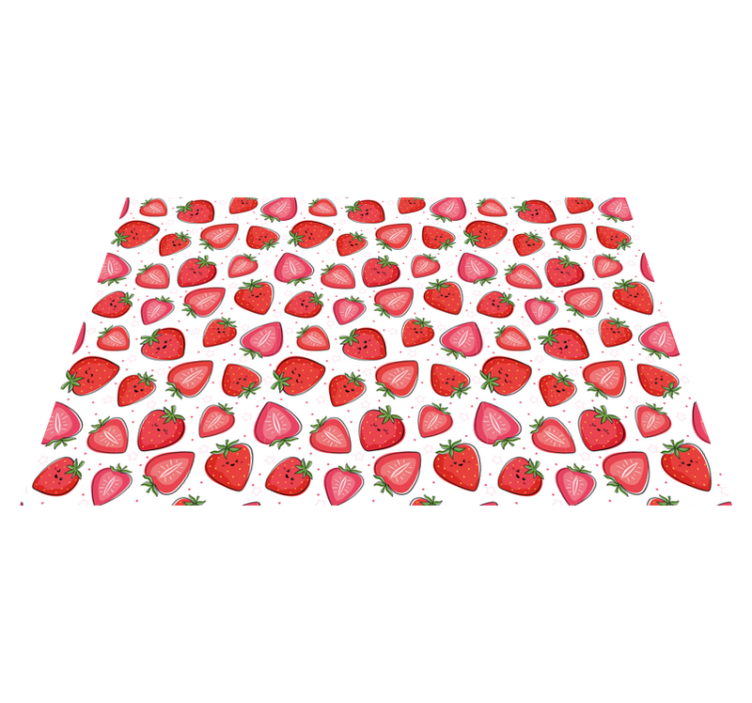 Delightful Strawberry Motif floral vinyl rug - TenStickers