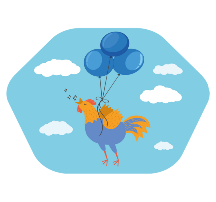 Cheerful Rooster Balloons kids vinyl rug - TenStickers
