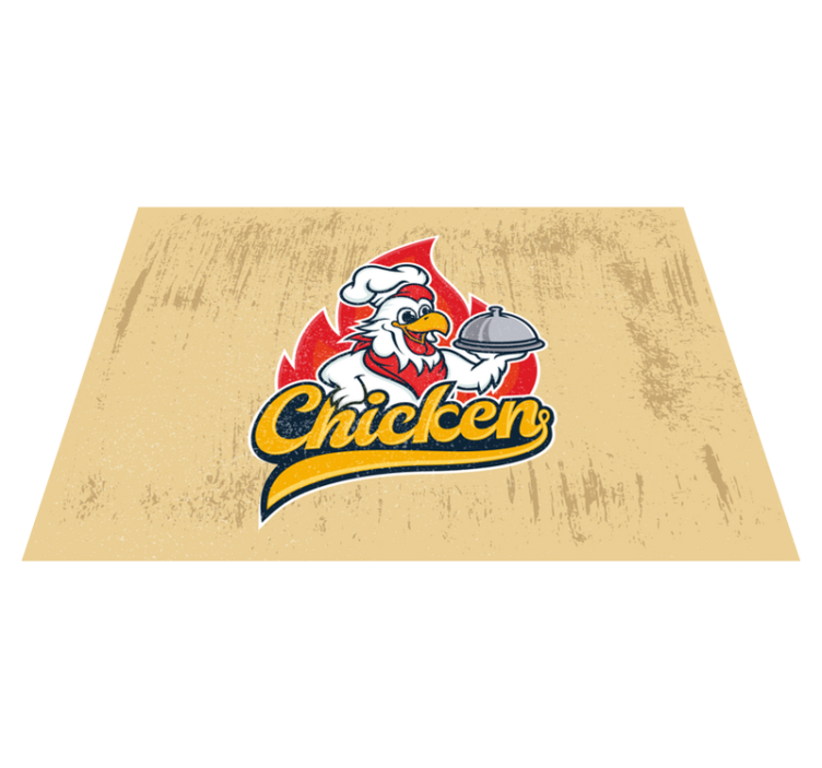 Cheerful Chicken Logo kitchen vinyl rug - TenStickers