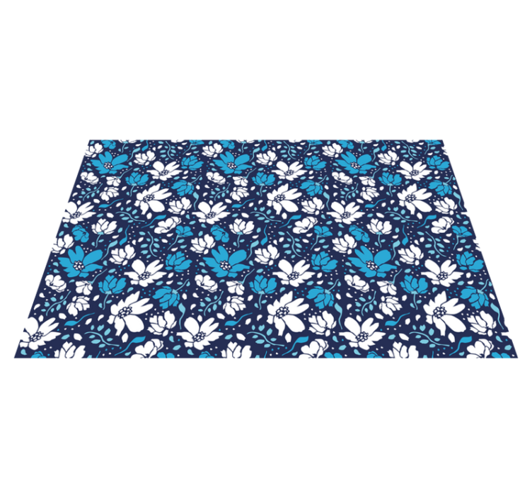 Floral vinyl rug in navy floral design - TenStickers