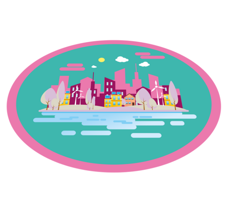 Colorful Cityscape kids vinyl rug - TenStickers