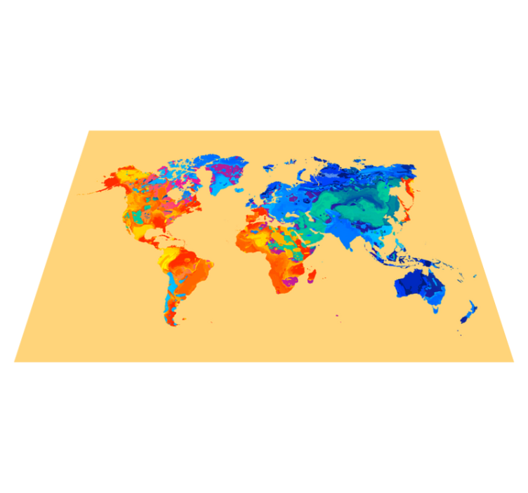 Bright world map world map vinyl rug - TenStickers