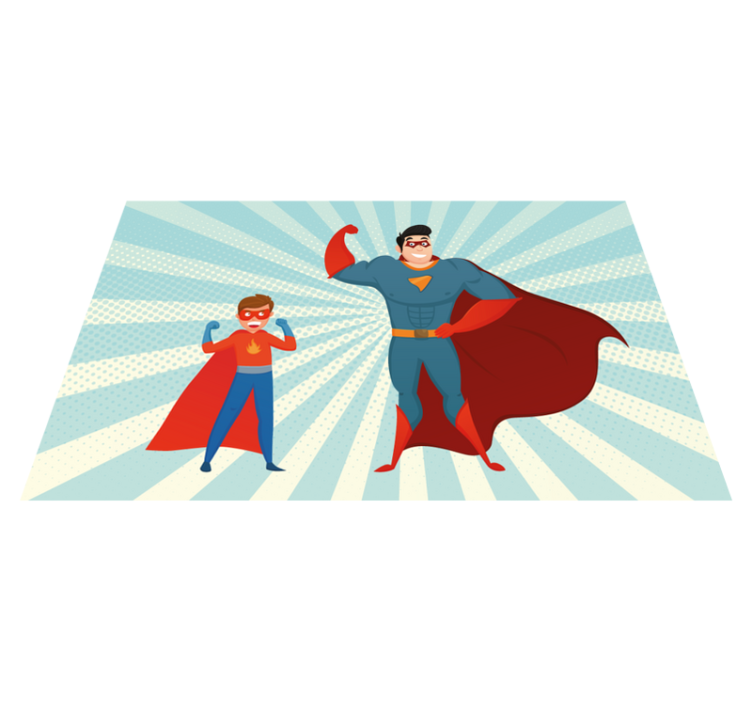 Superhero Duo kids vinyl rug - TenStickers