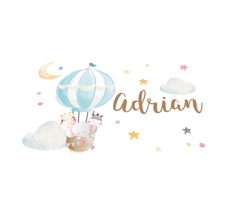 Three animals on balloons with stars custom mat - TenStickers