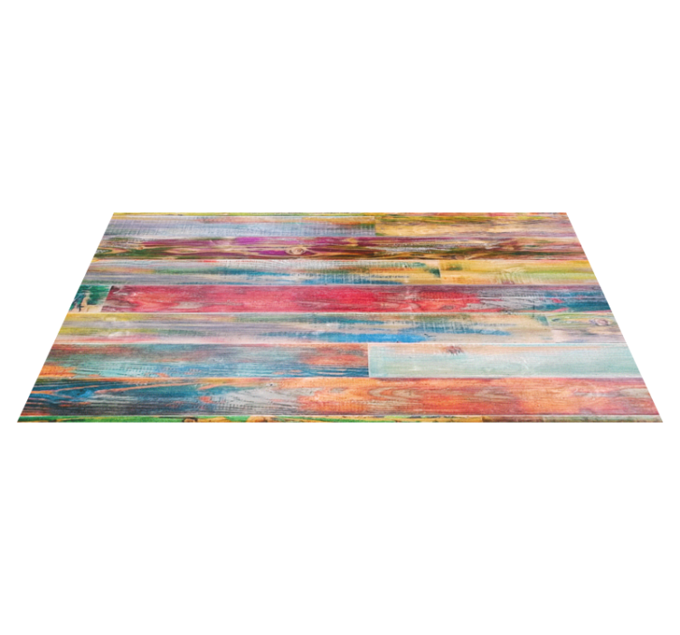 Vibrant distressed appearance wood effect vinyl rug - TenStickers