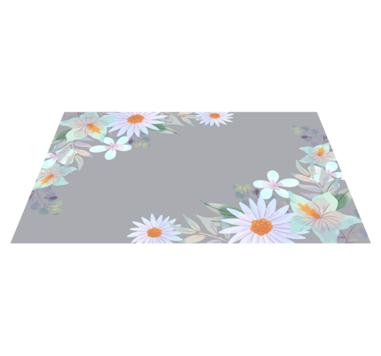 Natural edge design floral vinyl rug - TenStickers
