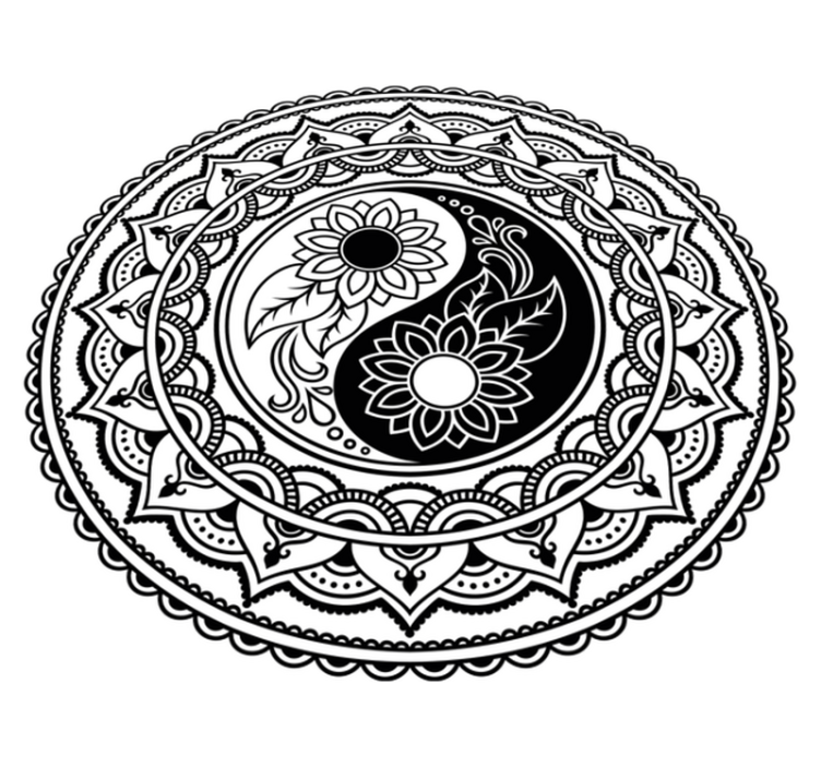 YIN YANG SUNFLOWERS mandala vinyl rug - TenStickers