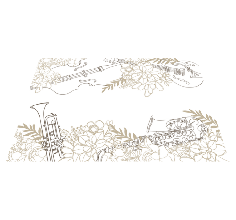 Melodic Flower Composition floral vinyl rug - TenStickers