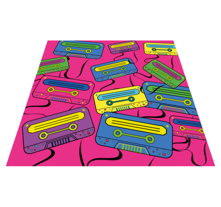 Vibrant Cassette Tapes teen vinyl rug - TenStickers