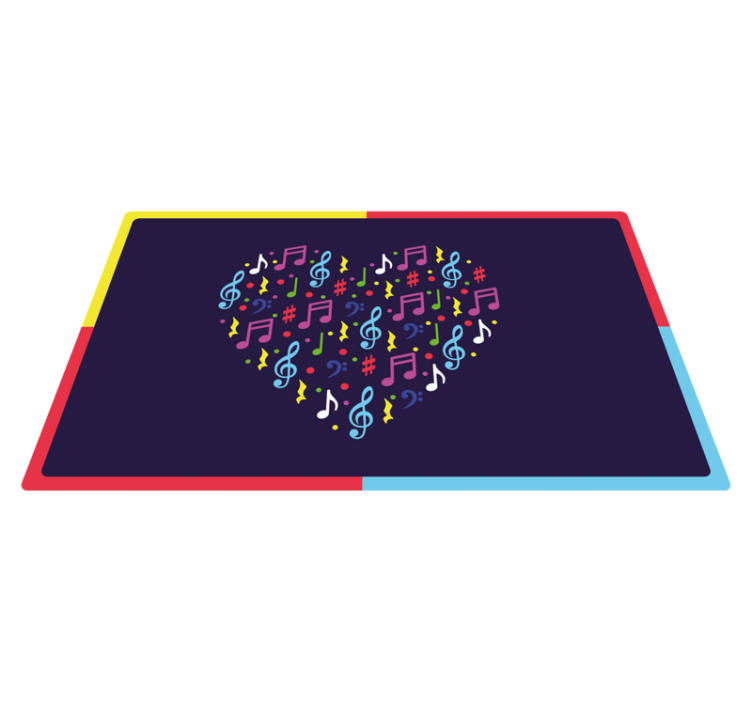 Heart colorful musical notes rectangular rug - TenStickers
