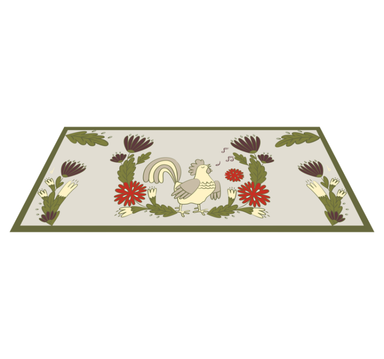 Charming floral rooster animal vinyl rug - TenStickers
