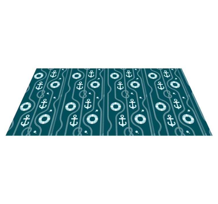 Blue nautical anchor bathroom vinyl rug - TenStickers