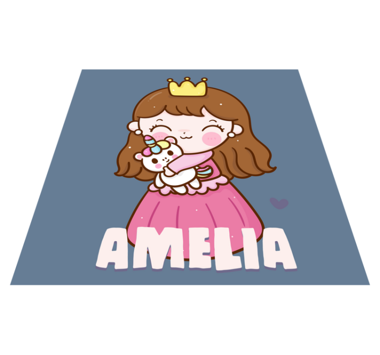 Cute princess with pink dress personalised mat - TenStickers