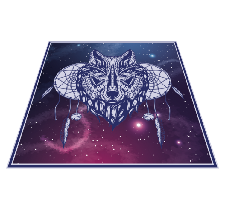 Wolf dreamcatcher motif bedroom vinyl rug - TenStickers