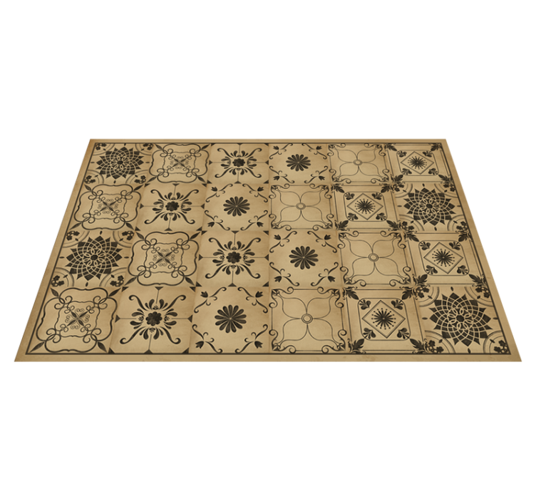CLASSIC FLORAL MOTIF stone effect vinyl rug - TenStickers