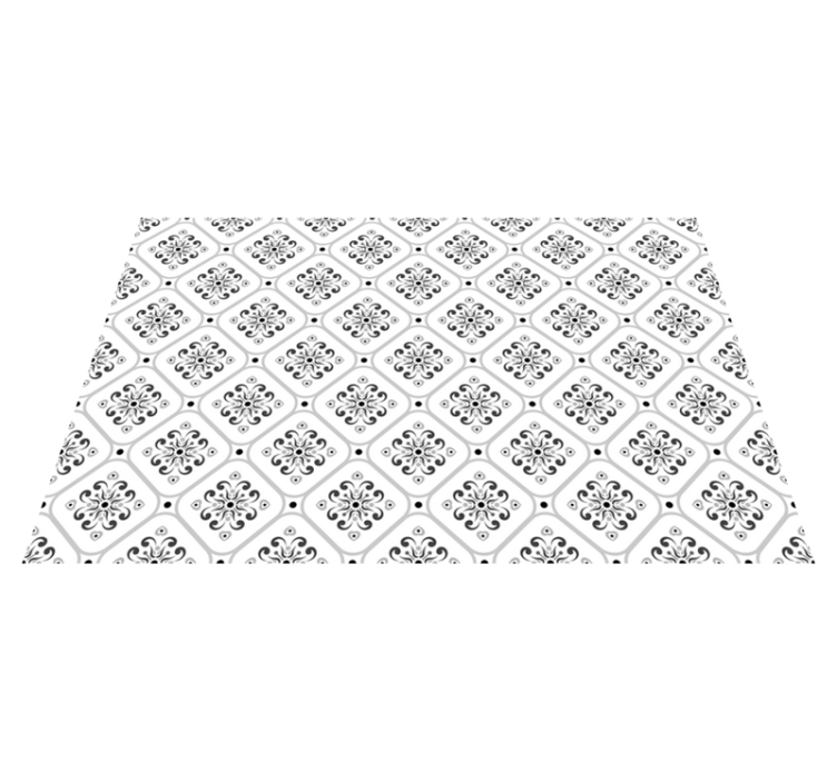 Elegant black and white tile vinyl rug - TenStickers
