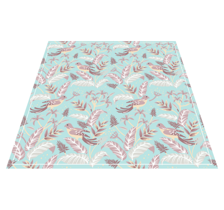 Botanical Avian Motif floral vinyl rug - TenStickers