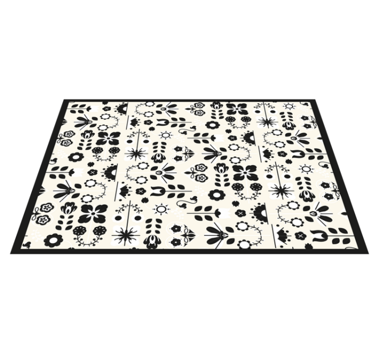 Floral vinyl rug in elegant black floral design - TenStickers