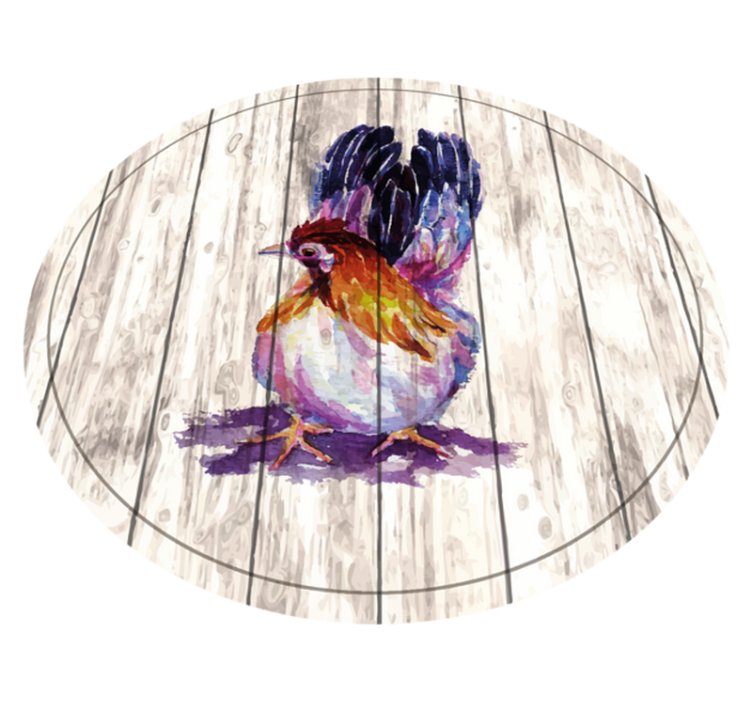 Animal print vinyl rug charming colorful chicken - TenStickers