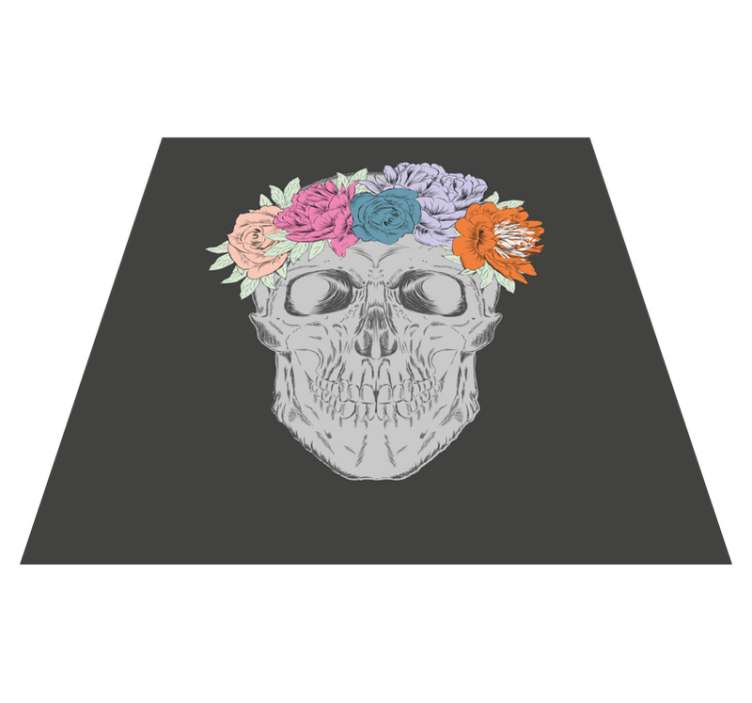 Floral Skull Art teen vinyl rug - TenStickers