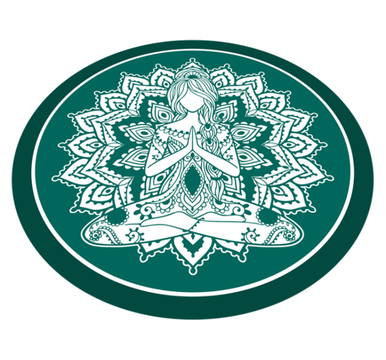 Meditative green art mandala vinyl rug - TenStickers