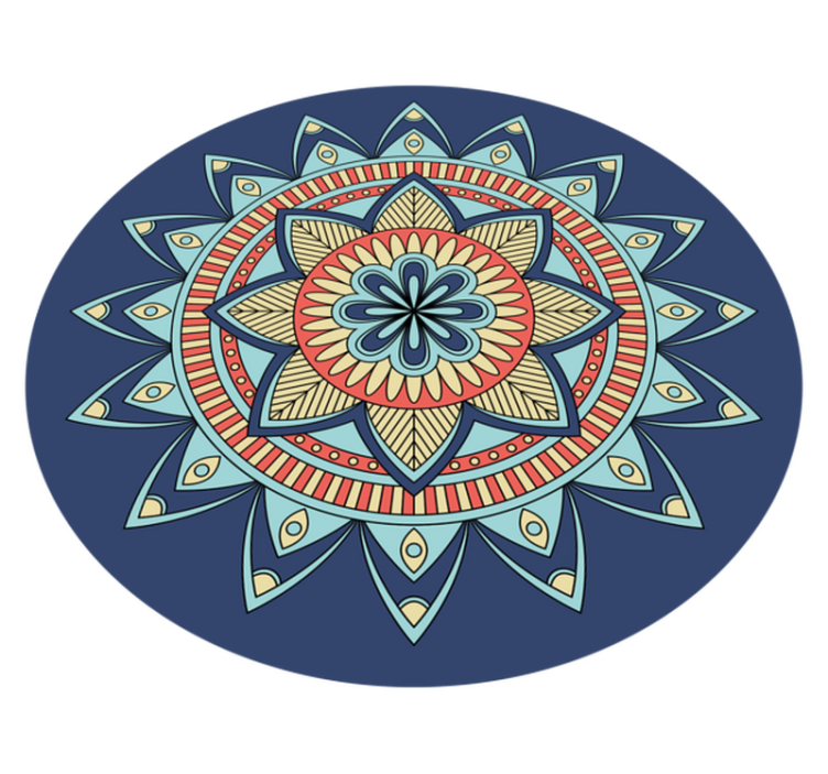 Blue vibrant shades mandala vinyl rug - TenStickers