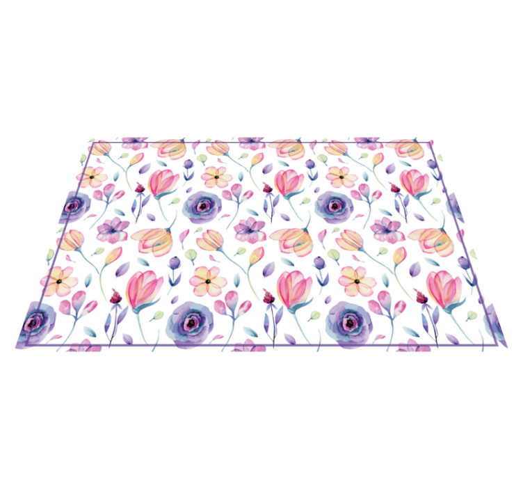 Floral vinyl rug floral watercolor design - TenStickers
