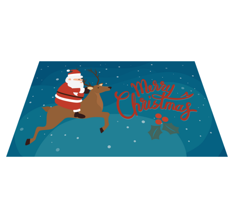 Santa Riding Reindeer Christmas vinyl rug - TenStickers