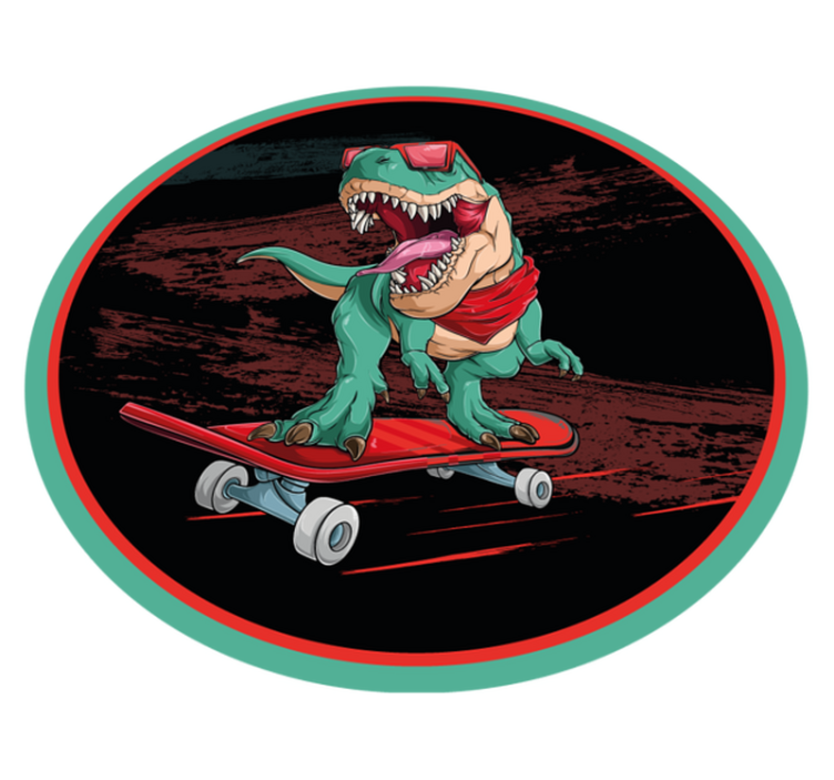 Cool Skateboarding Dinosaur teen vinyl rug - TenStickers