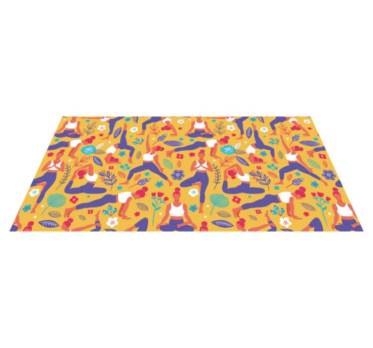 Vibrant Yoga Motifs teen vinyl rug - TenStickers