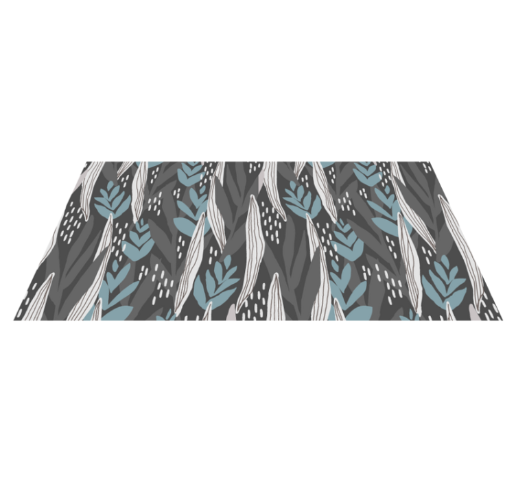 LEAFY PATTERNS IN AQUA nature vinyl rug - TenStickers