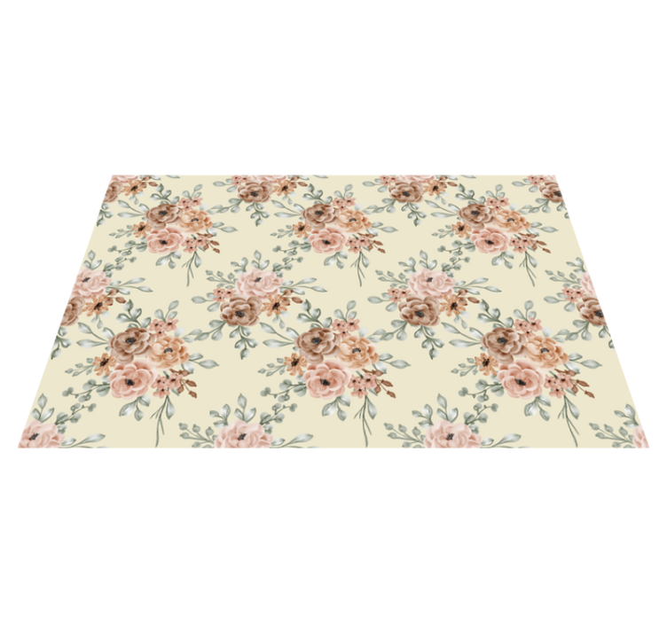 Beige nature floral vinyl rug - TenStickers