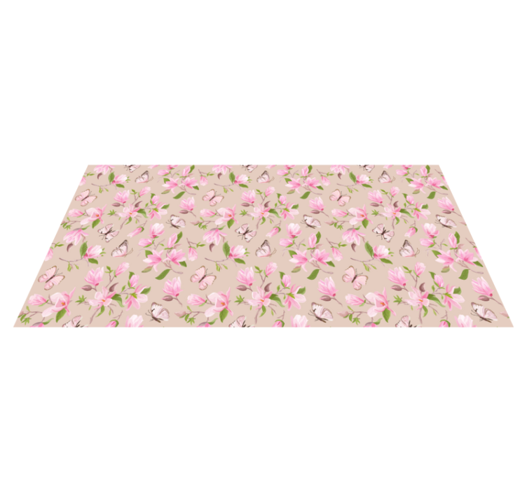 Blossoming Butterfly Theme floral vinyl rug - TenStickers