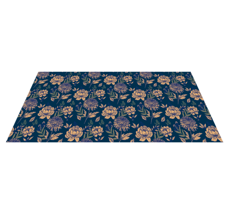 Delicate blue print floral vinyl rug - TenStickers