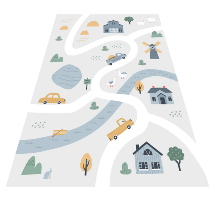 Playful Roadway Design toy car mat - TenStickers