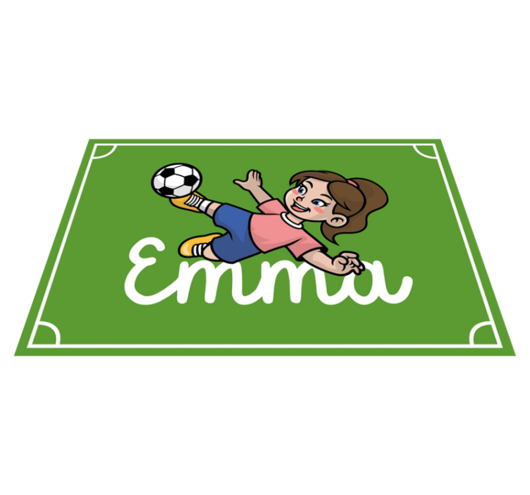 Girl football player with name personalised mat - TenStickers