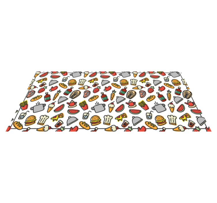 Food icons pattern modern rug - TenStickers
