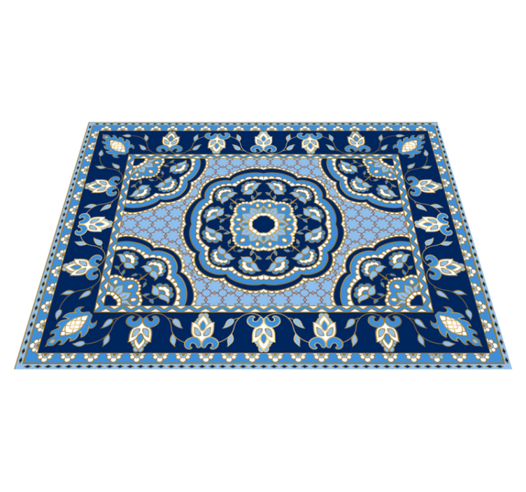 Oriental blue design dining room carpet - TenStickers