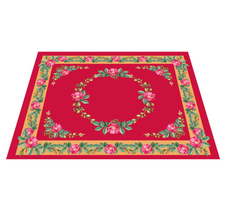 Vintage floral pattern red vinyl rug - TenStickers