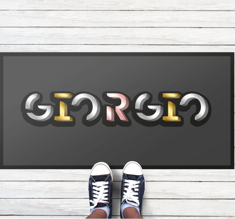 3d mockup silver gold font personalised mat - TenStickers