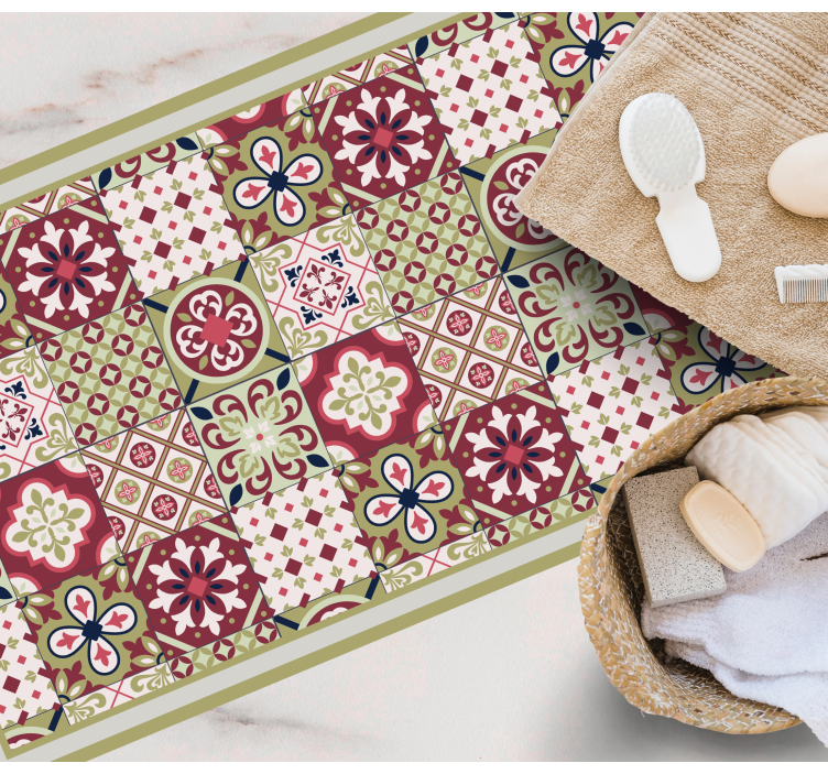Colorful Patterned Motifs bathroom vinyl rug - TenStickers